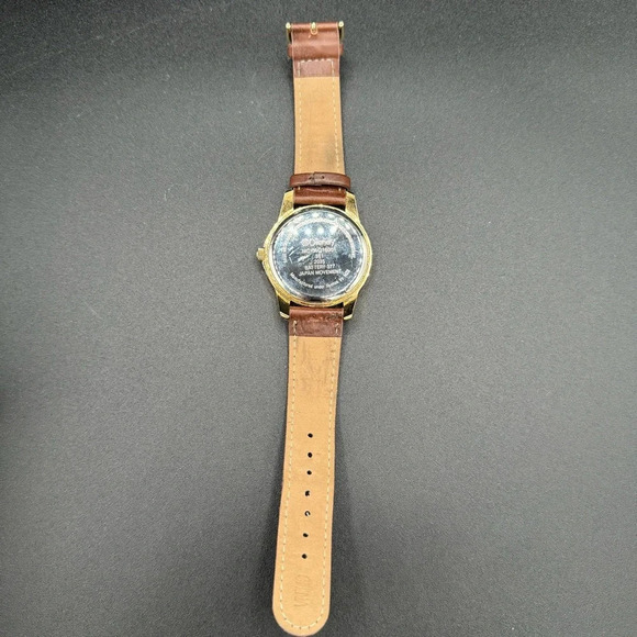Vintage Mickey Mouse Disney Wide Face Analog Watch with Brown Leather Band main image 4